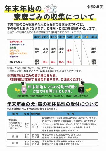 2020年末~2021年年始 ゴミ収集について画像